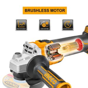 INGCO 20V 100mm Brushless Cordless Angle Grinder CAGLI201008