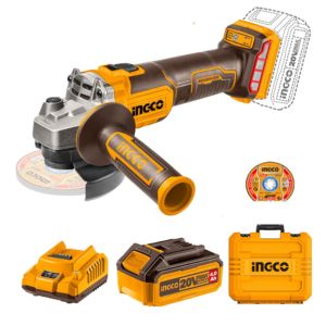 INGCO Cordless Angle Grinder, Grinder machine with 4.0 Ah Battery and Charger, Variable Speed Cutter Machine,M10,3000/6000/9000 rpm