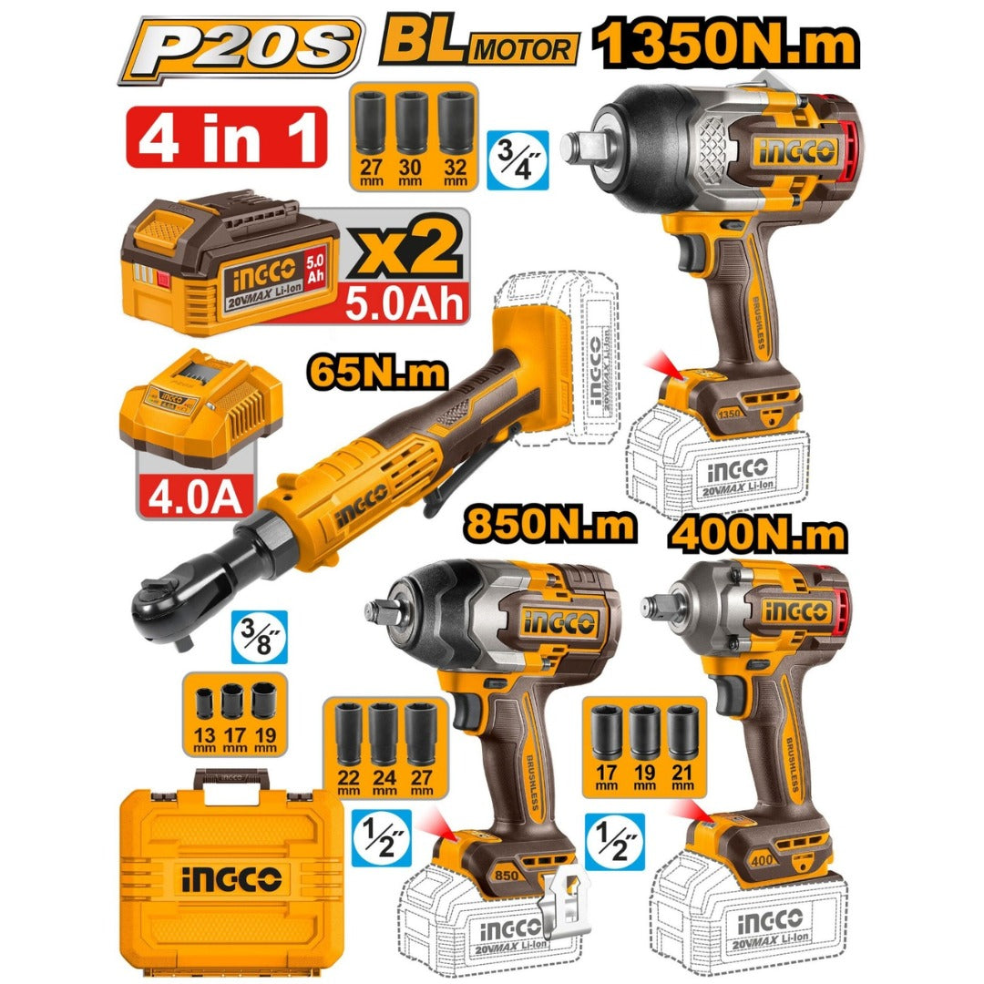 COSLI250783 INGCO 4 PC COMBO KIT