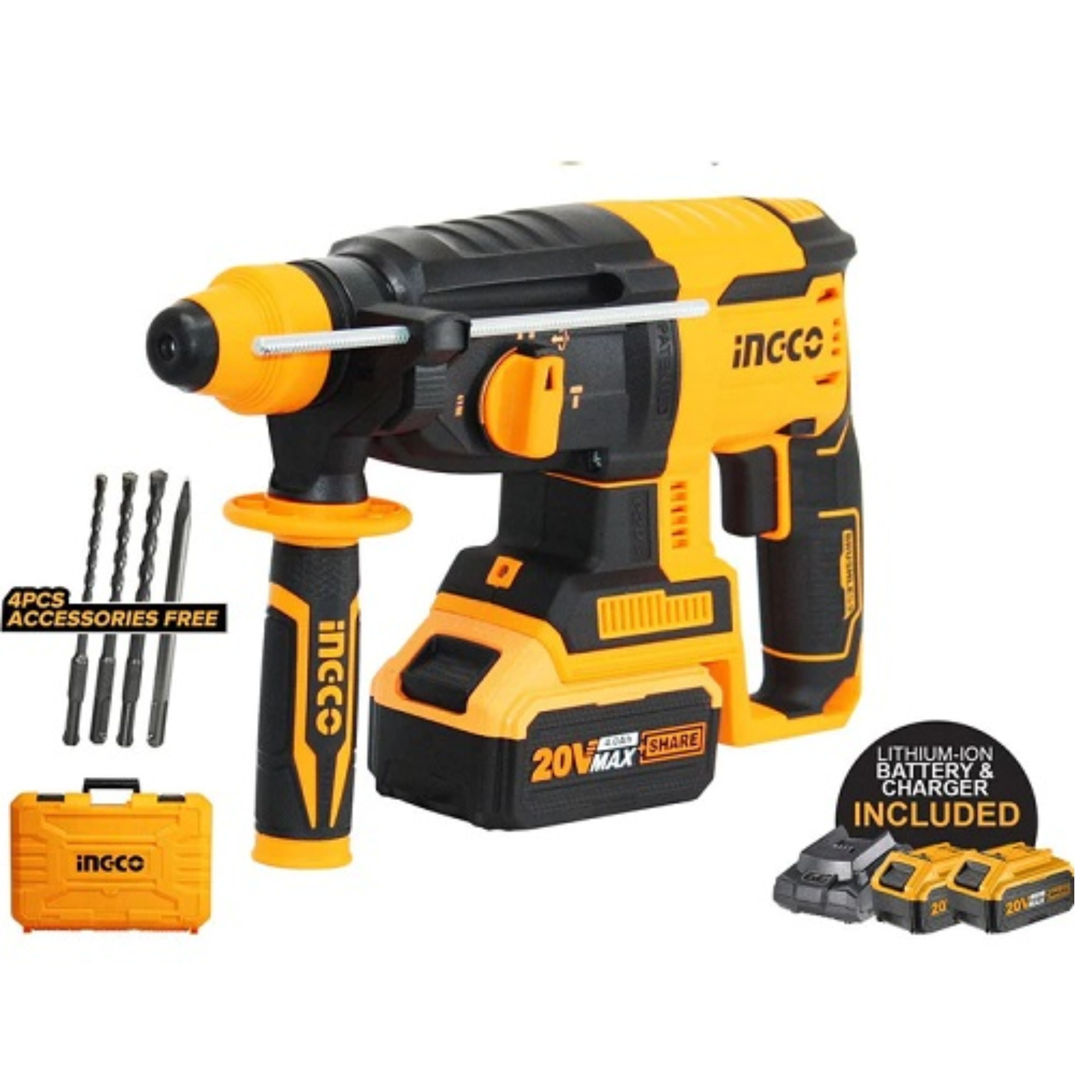 Ingco 20V 4Ah Li-Ion Cordless Rotary Hammer