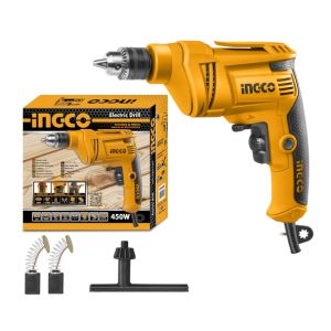 INGCO Corded Electric Drill, 450W| 0-4300rpm | 6.5mm | Variable Speed | Froward/Reverse Switch Handheld Electric Drill, Drill Machine for Drilling, Installing, Repairing, Disassembling, Tightening ED4508