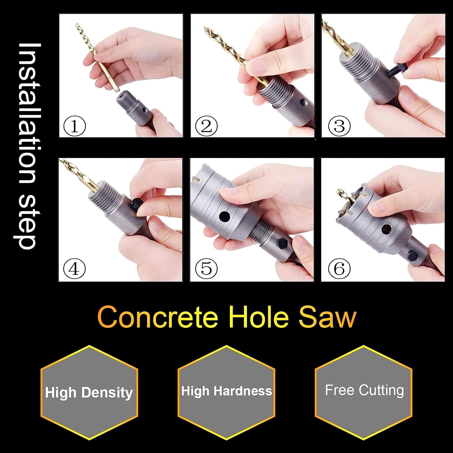 HOMDUM Concrete Hole Saw Drill Bit Set 40MM for Cement, Brick, Stone