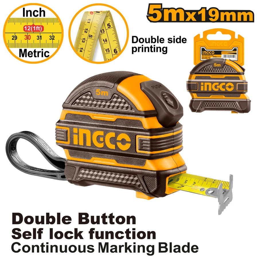 INGCO HSMT08519 5m x 19mm Self-Lock Measuring Tape