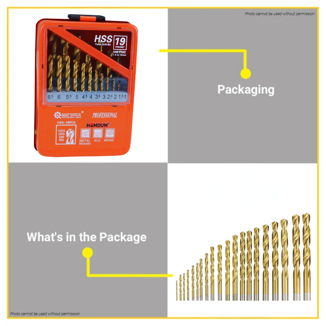 HSS Drill Bit Set 19 Pcs