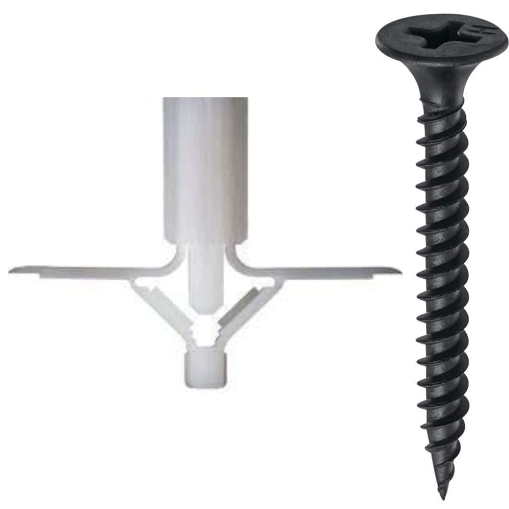 Homdum Toggle Drywall anchor - Butterfly Nylon Plug Size 10 x 35 mm 100 nos with Drywall screw 100 nos total items 200 nos.