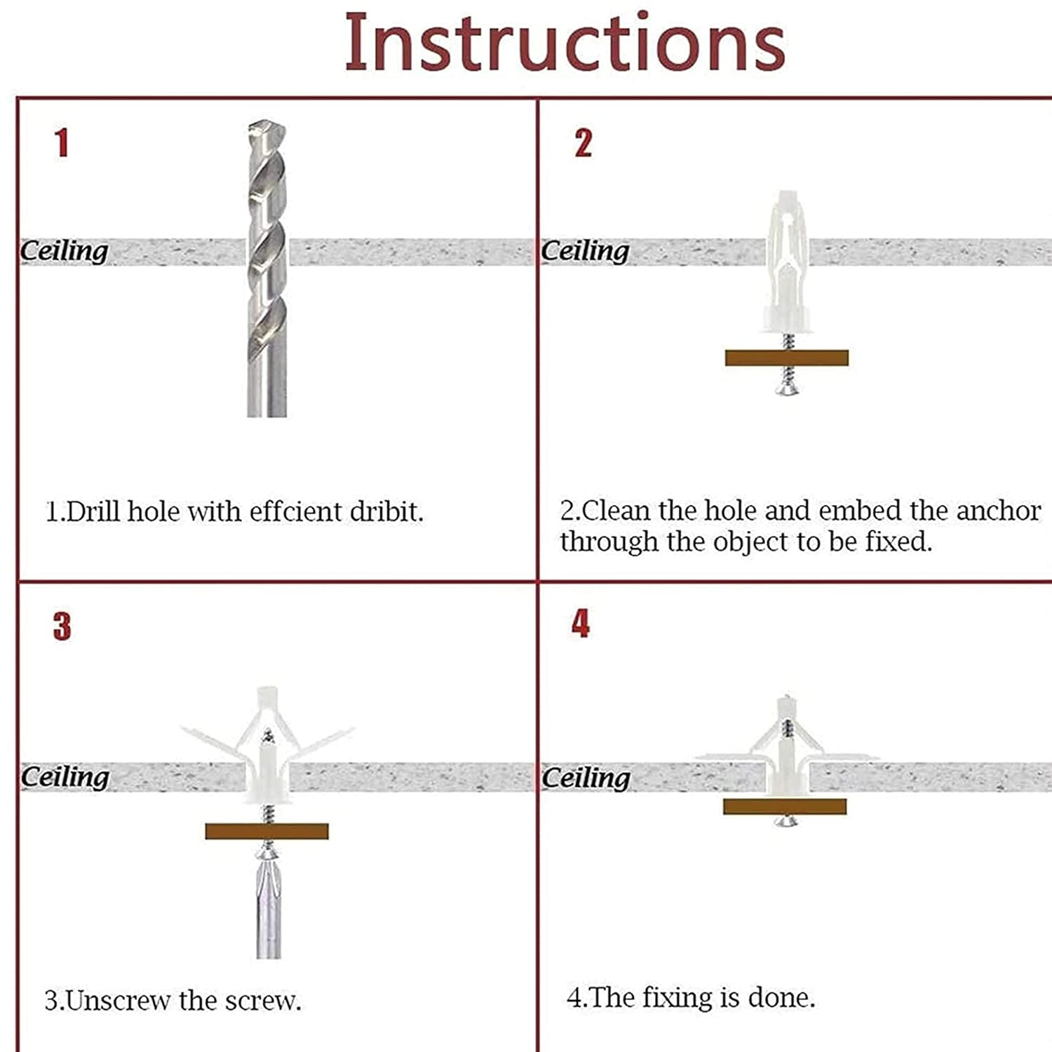 Homdum Toggle Drywall anchor - Butterfly Nylon Plug Size 10 x 35 mm 50 nos with Drywall screw 50 nos total items100 nos.