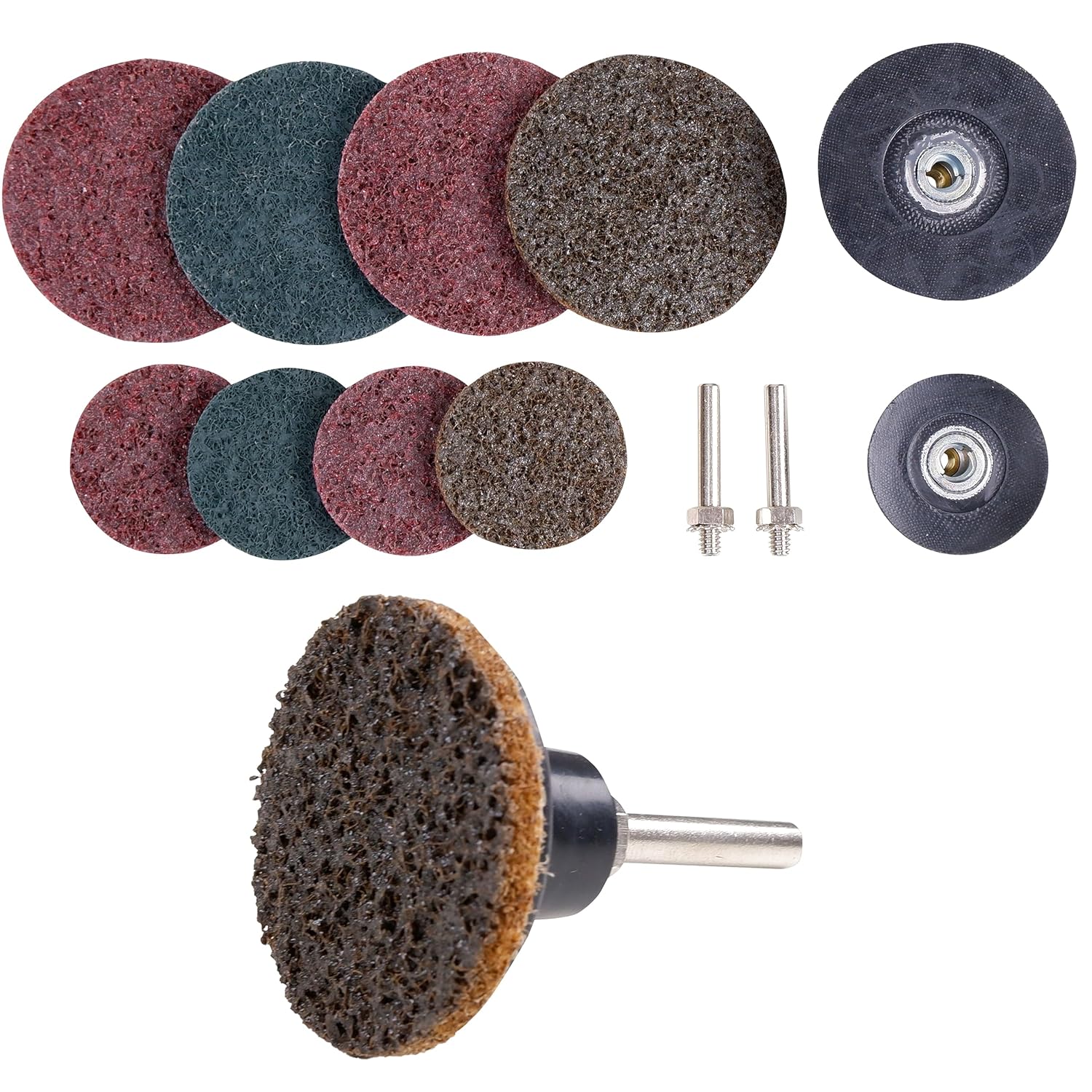 Homdum Fiber Disc Sanding Kit Assortment 2"and 3" For Die Grinder And Drill Machine Shank 1/4" 40,100,180 Grite