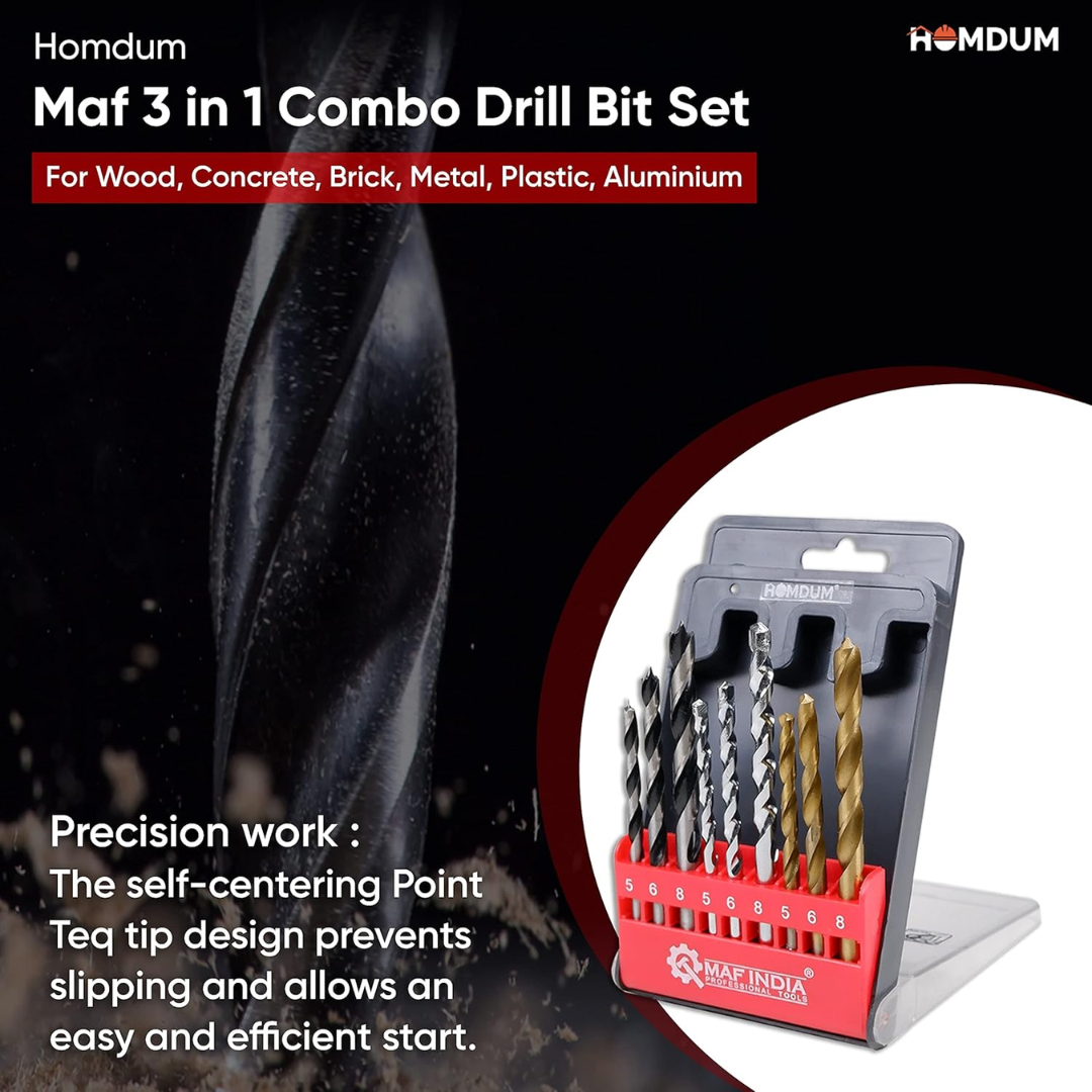 Homdum 3 in 1 Combo Drill Bit Set