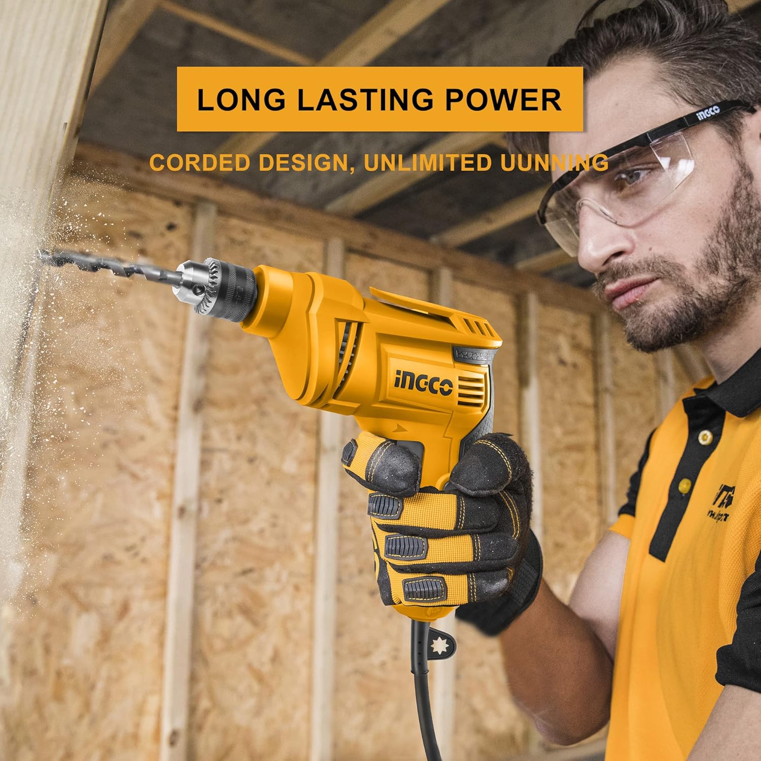 INGCO Corded Electric Drill, 450W| 0-4300rpm | 6.5mm | Variable Speed | Froward/Reverse Switch Handheld Electric Drill, Drill Machine for Drilling, Installing, Repairing, Disassembling, Tightening ED4508