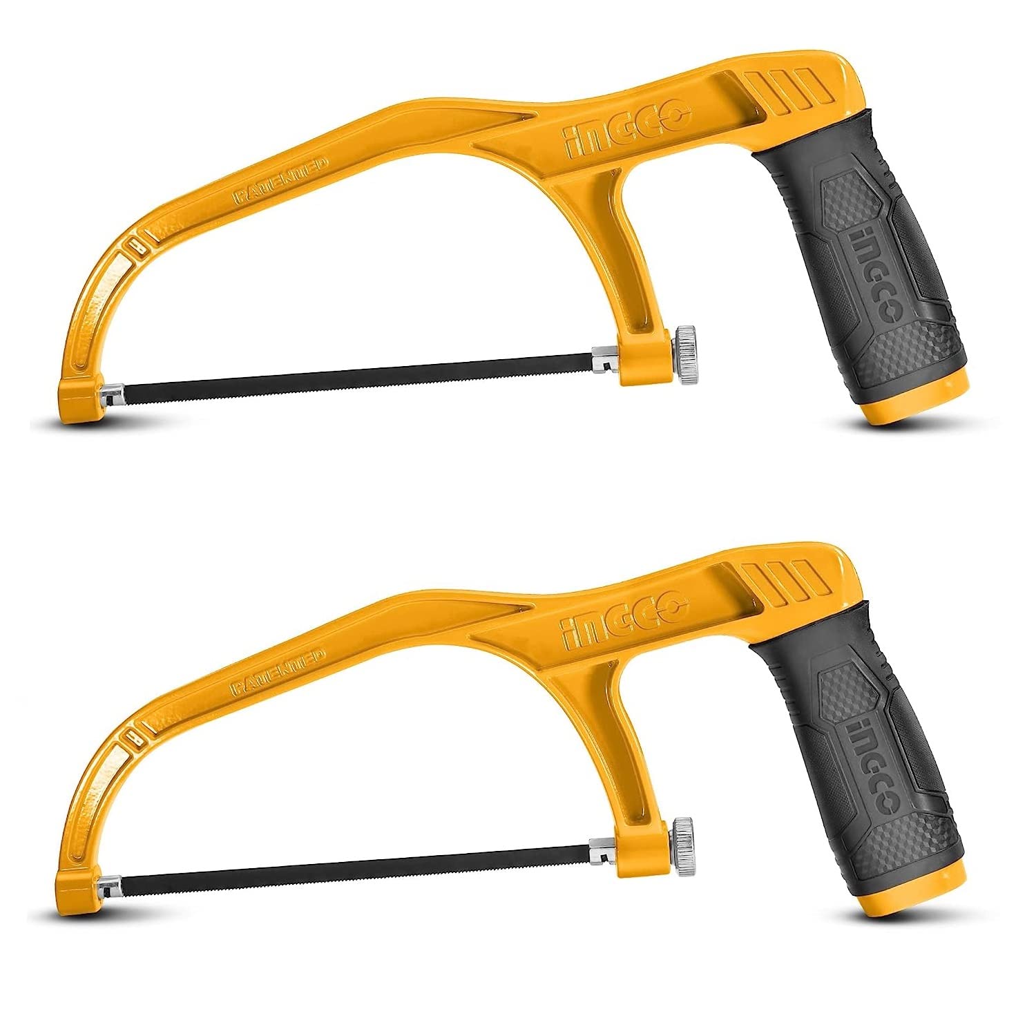 INGCO 2PCS PACK Mini Hacksaw, 150mm (6") Hand Saw, Comfortable Handle Aluminium Body With 2 pcs Blade for Metal, Wood, PVC Pipes