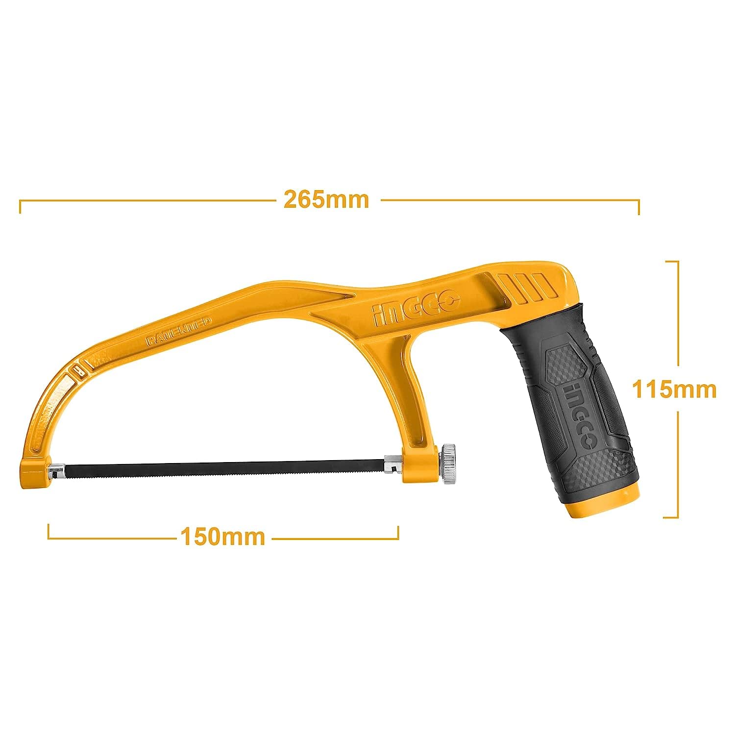 INGCO 2PCS PACK Mini Hacksaw, 150mm (6") Hand Saw, Comfortable Handle Aluminium Body With 2 pcs Blade for Metal, Wood, PVC Pipes