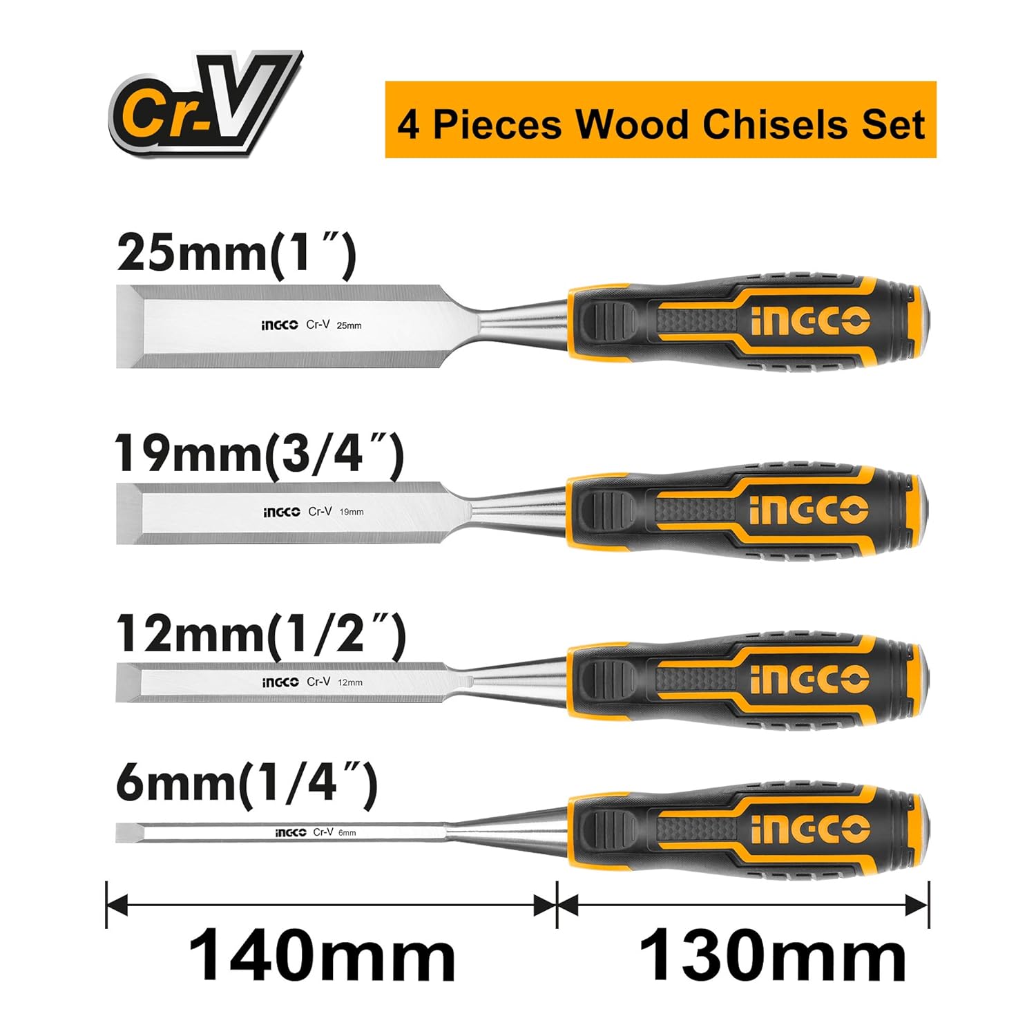 INGCO 4 PCS Wood Chisel Set 