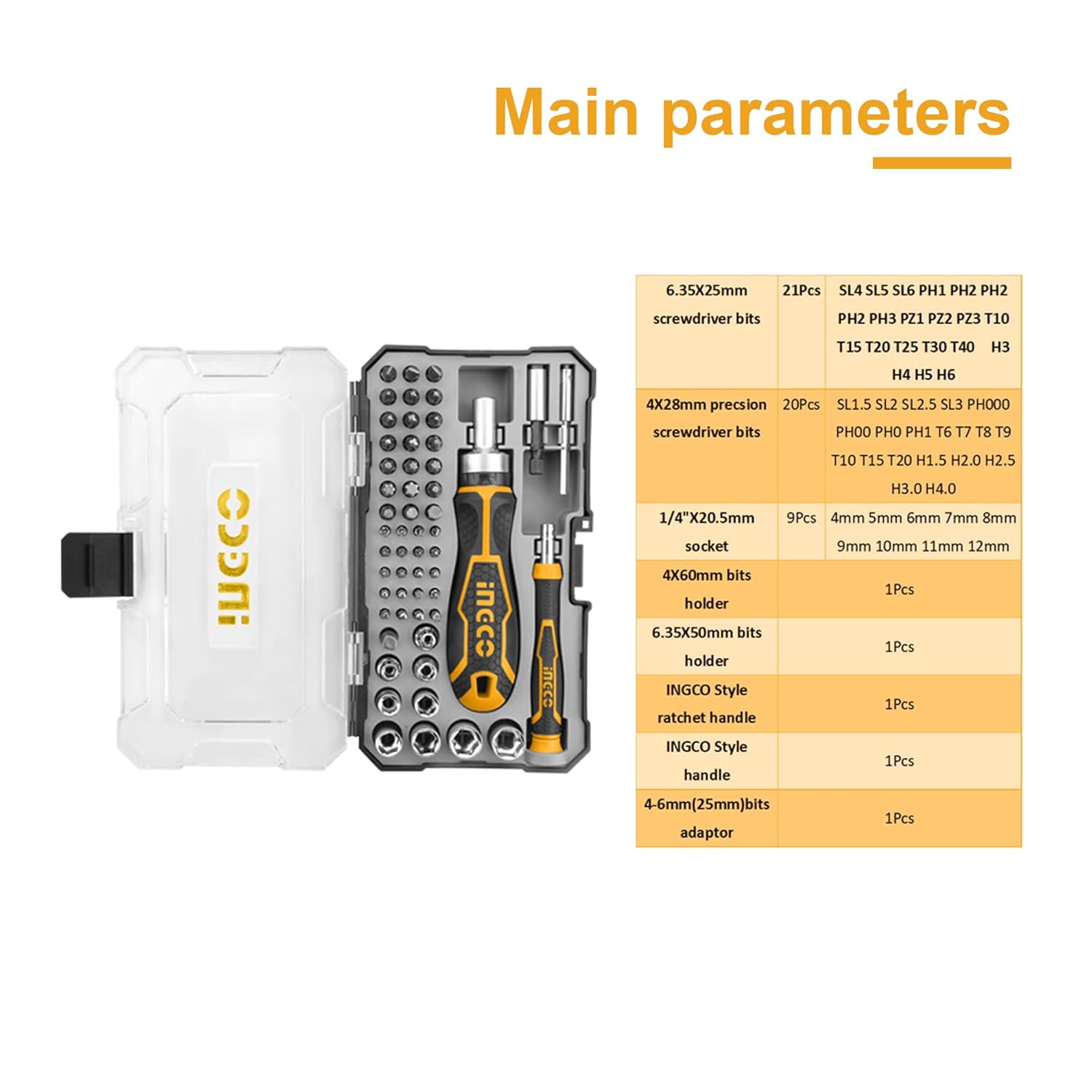 INGCO HKSDB0558 55-Piece Screwdriver Bits Set