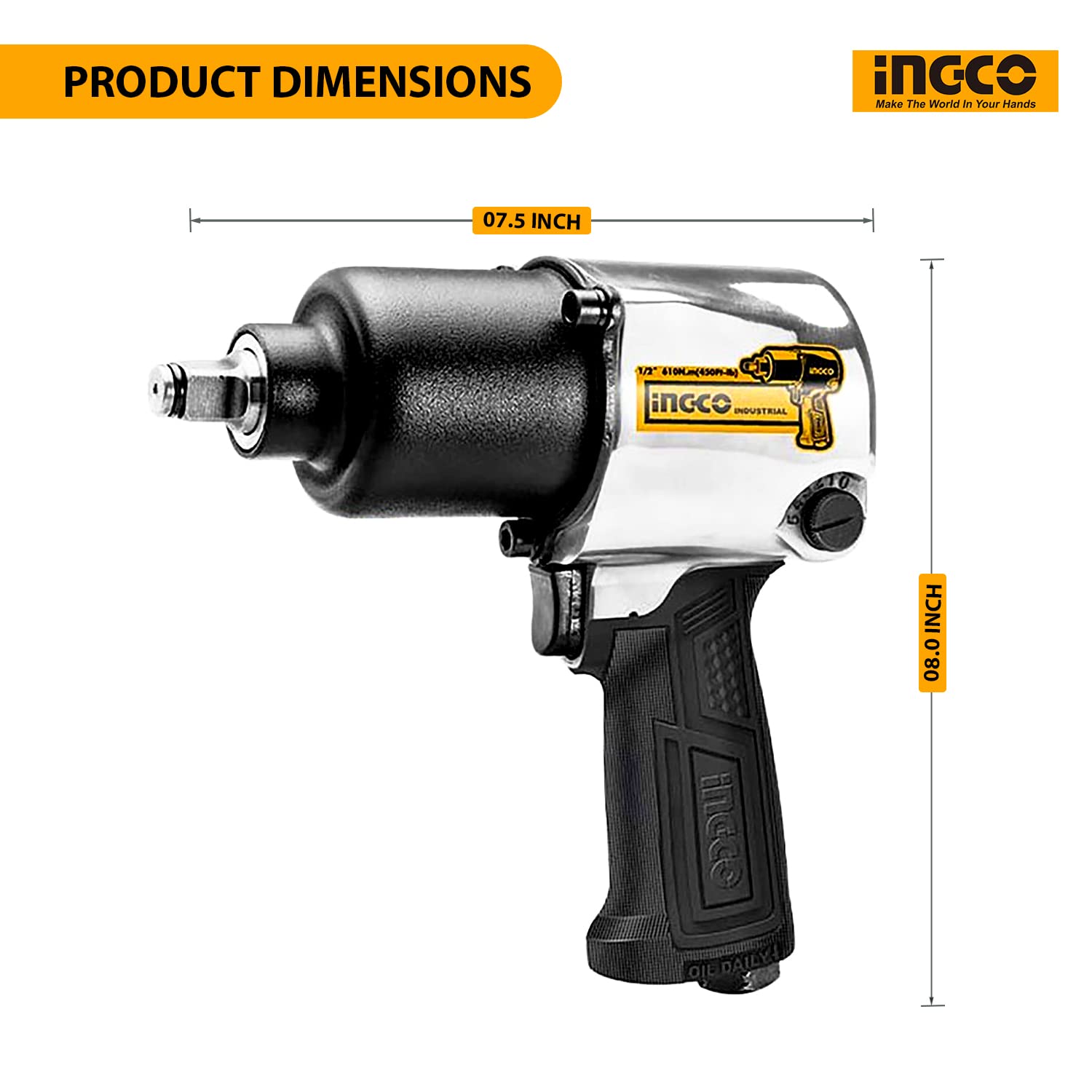 INGCO Air Impact Wrench 1/2" Drive (AIW12562)