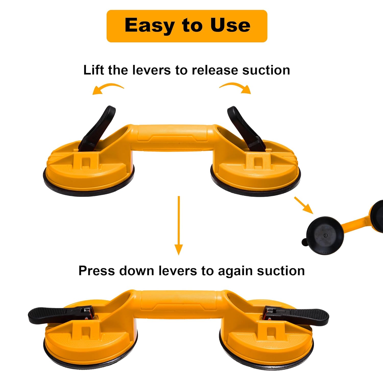 Ingco 2 PCS Pack Suction Cup Glass, Glass Lifter,