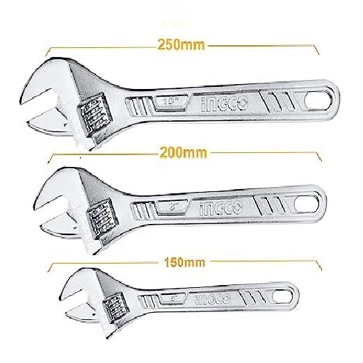 Ingco 3 pcs Adjustable Wrench,