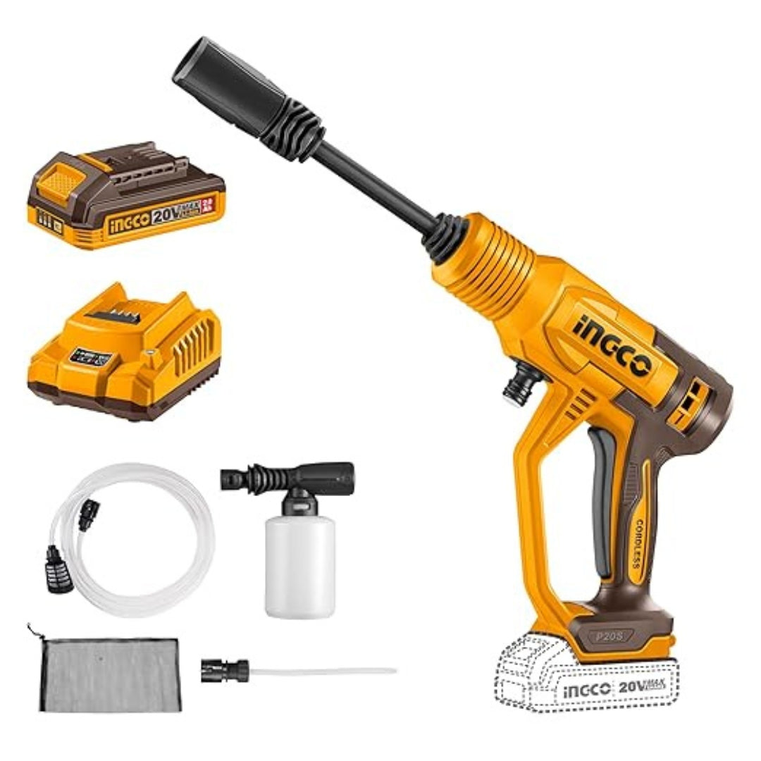 INGCO 20V Cordless Pressure Washer – Portable High Pressure Cleaning Machine - CPWLI20362
