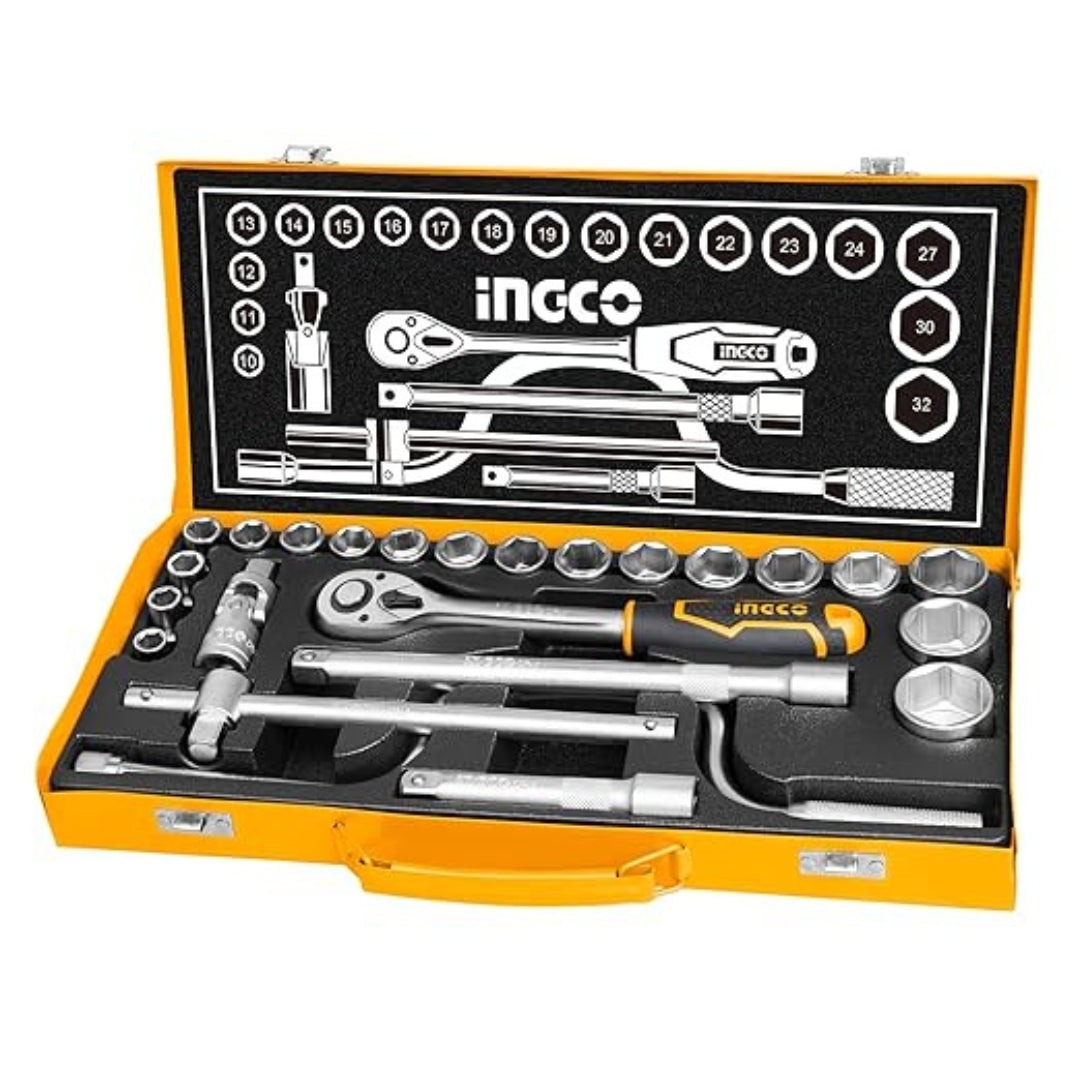 INGCO 24 Pcs 1/2 Inch Socket Set with Metal Box - HKTS0243