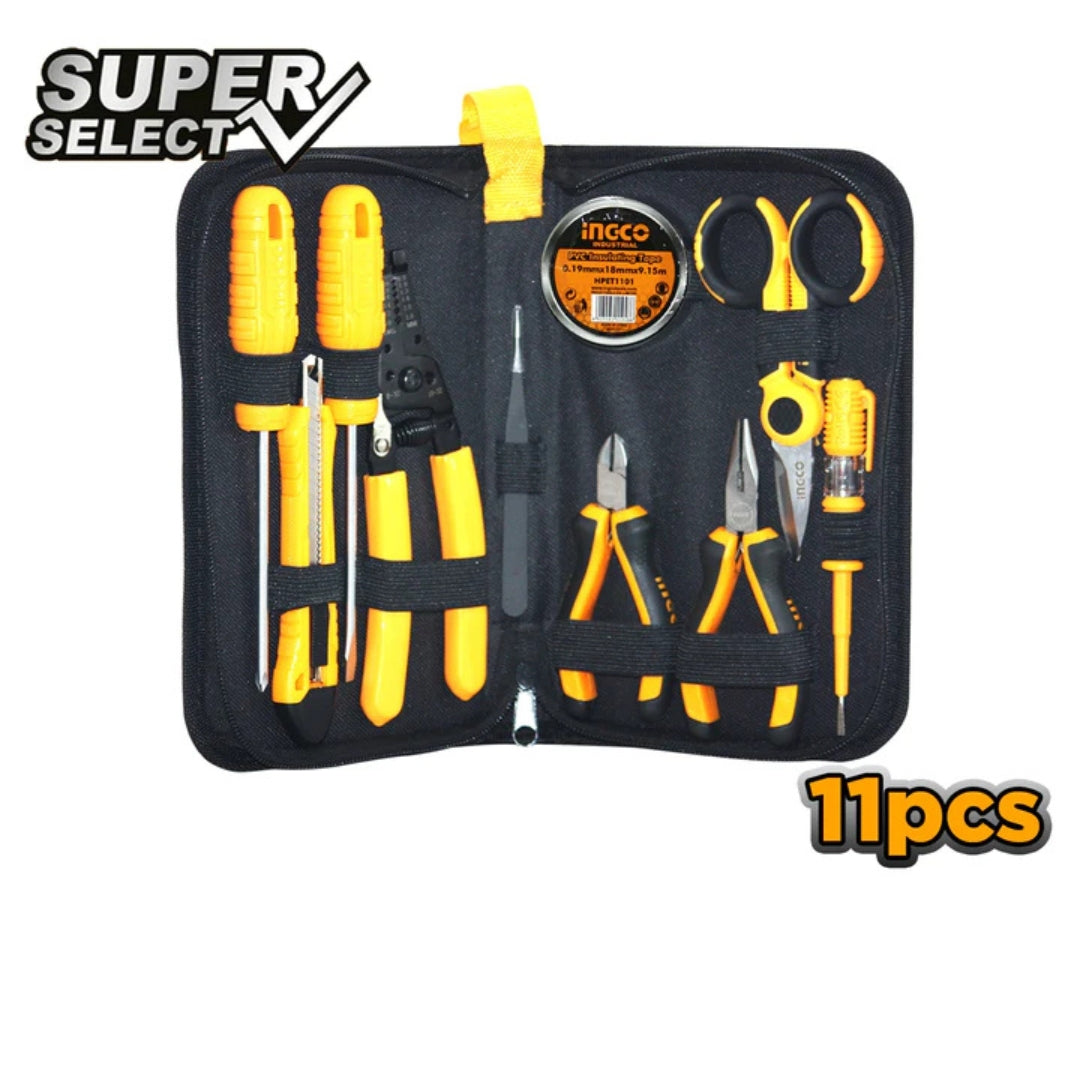 INGCO 11 Pcs Electricians Tool Set with Canvas Tool Bag -  HKETS0111