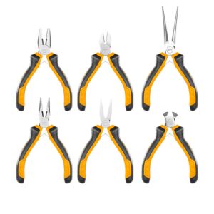 Ingco Plier Set,Mini Jewellery Making Tools,Including Combination Pliers,Cutting Pliers,Needle Nose Pliers,Nose Pliers,Flat Nose Pliers,End Cutting Pliers For Diy Handcrafts (Multicolour)