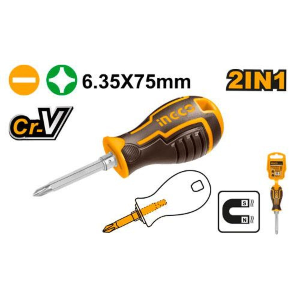 INGCO  2 in 1 Screwdriver Set – Multi-Purpose Hand Tool Kit - AKISD0202