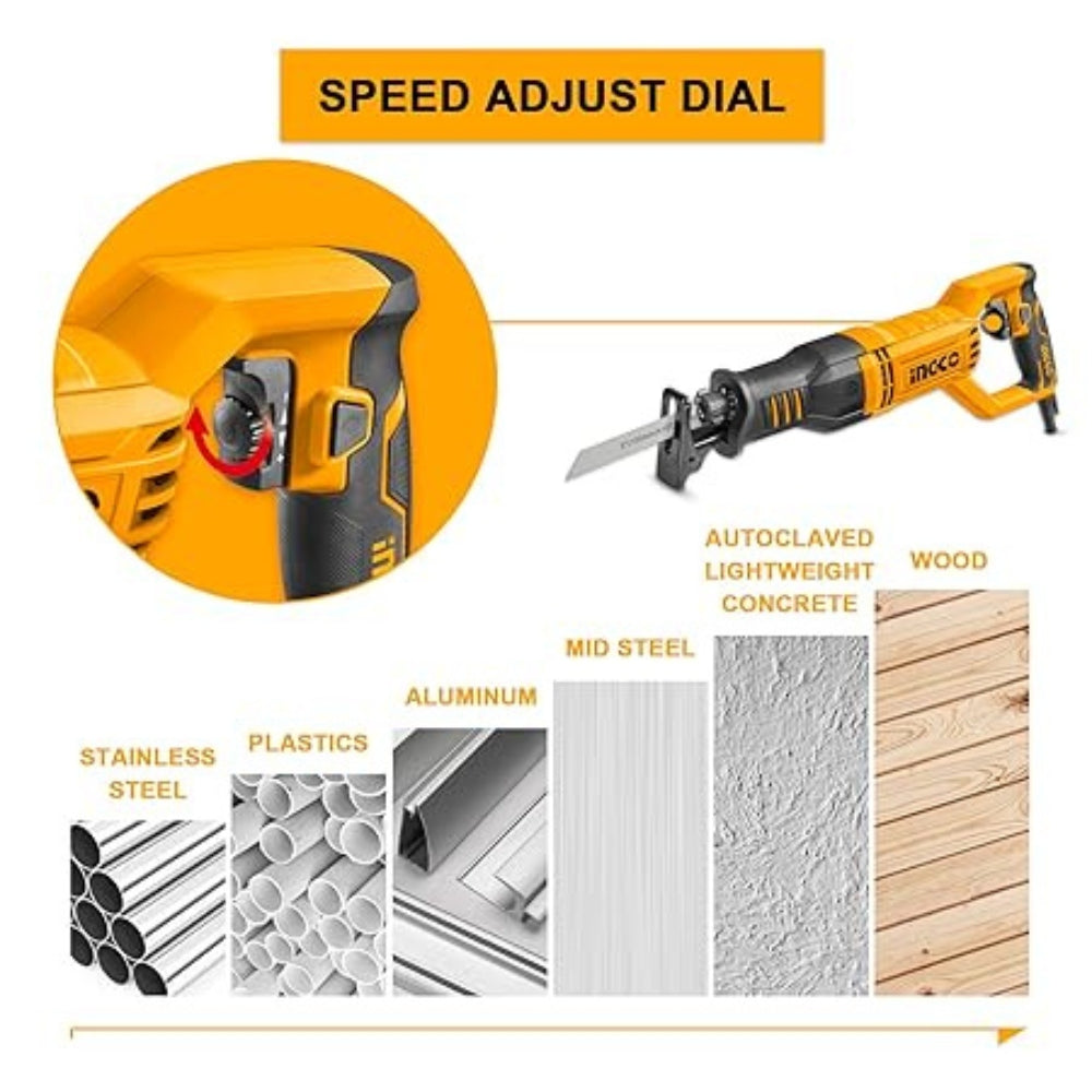 INGCO 750W Reciprocating Saw for Wood & Metal Cutting -  RS7508