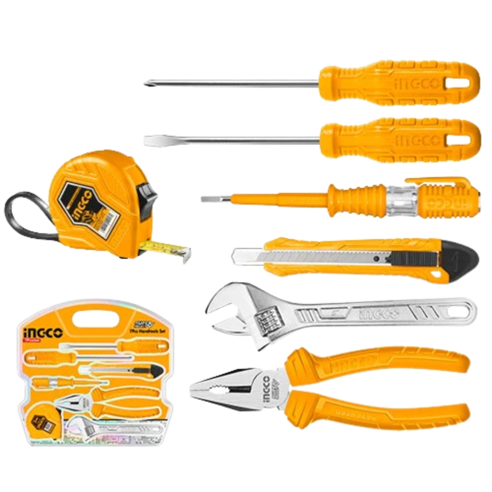 INGCO  7 Pcs Hand Tools Set – Pliers, Wrench & Screwdriver Kit - HKTH10807