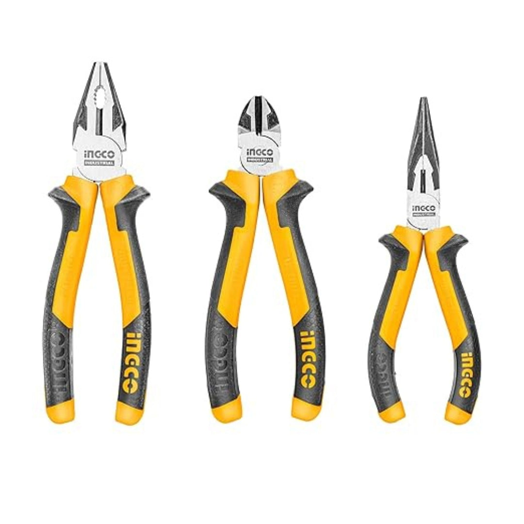 INGCO 3PCS Pliers Set – CR-V Combination, Long Nose & Cutting Pliers - HKPS28318