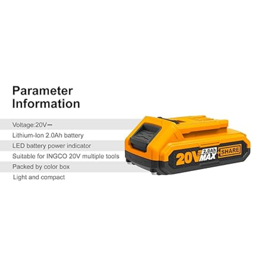 INGCO FBLI2001A 20V Lithium-Ion Battery Pack – Compatible with All P20S Power Tools - FBLI20021