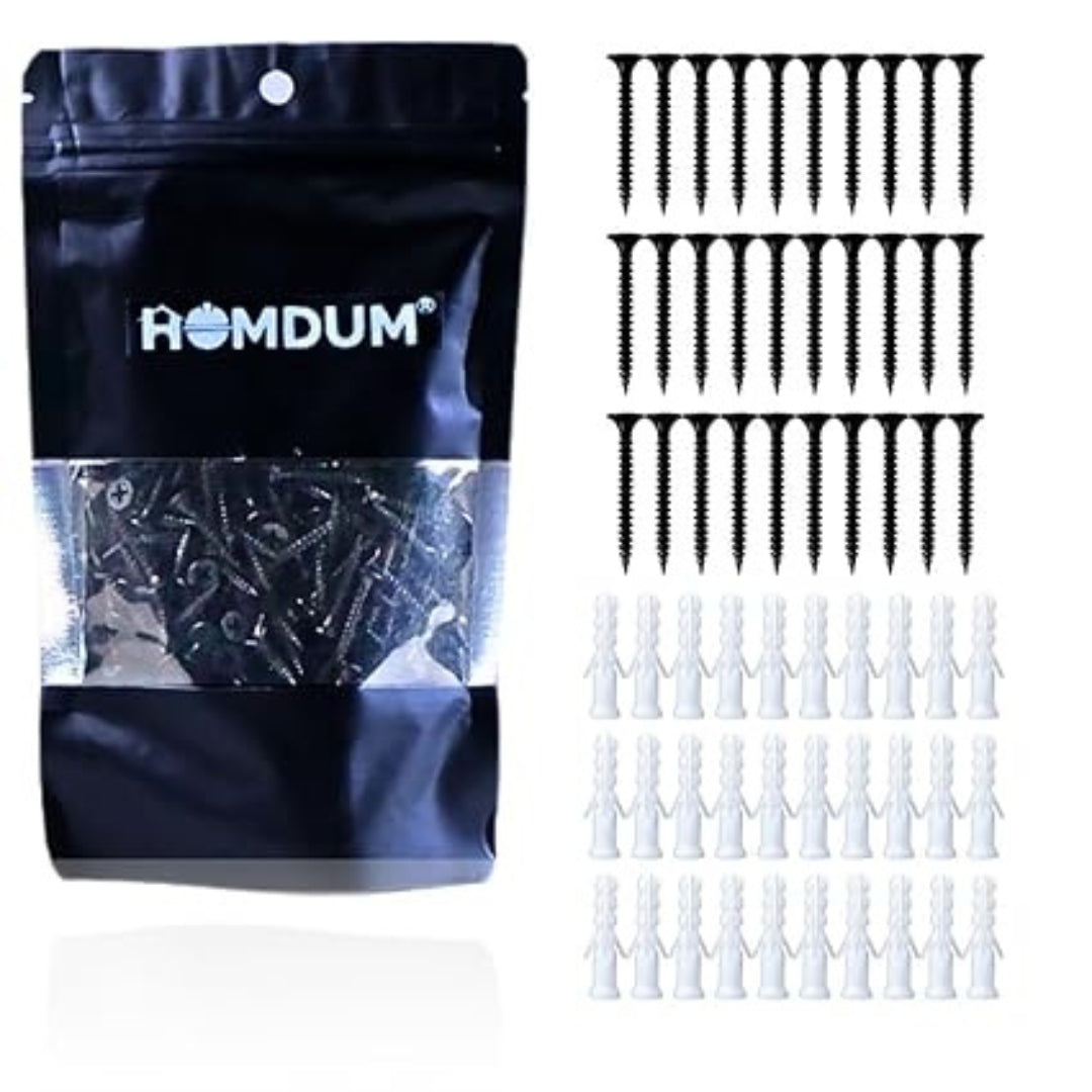 HOMDUM Nylon Plug with Screws 2 Inch (50 mm) Pack of 60 – Wall Fixing Fasteners with Plastic Sleeves & Drywall Screws