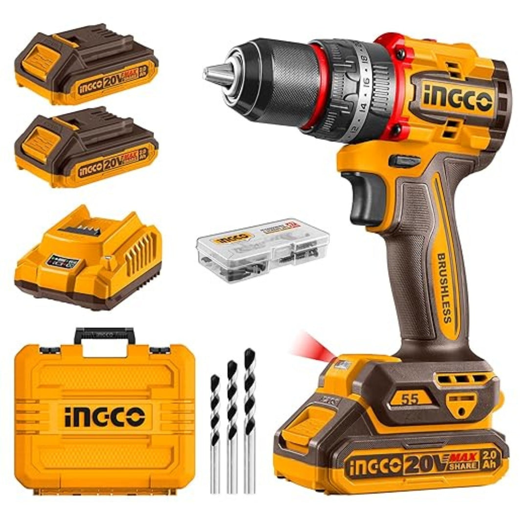INGCO 20V Brushless Cordless Impact Drill Machine 55Nm - CIDLI20558