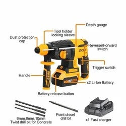 Ingco 20V 4Ah Li-Ion Cordless Rotary Hammer, CRHLI202287