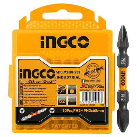 INGCO SDBIM21PH233 10 Pcs PH2 Impact Screwdriver Bit Set 65mm
