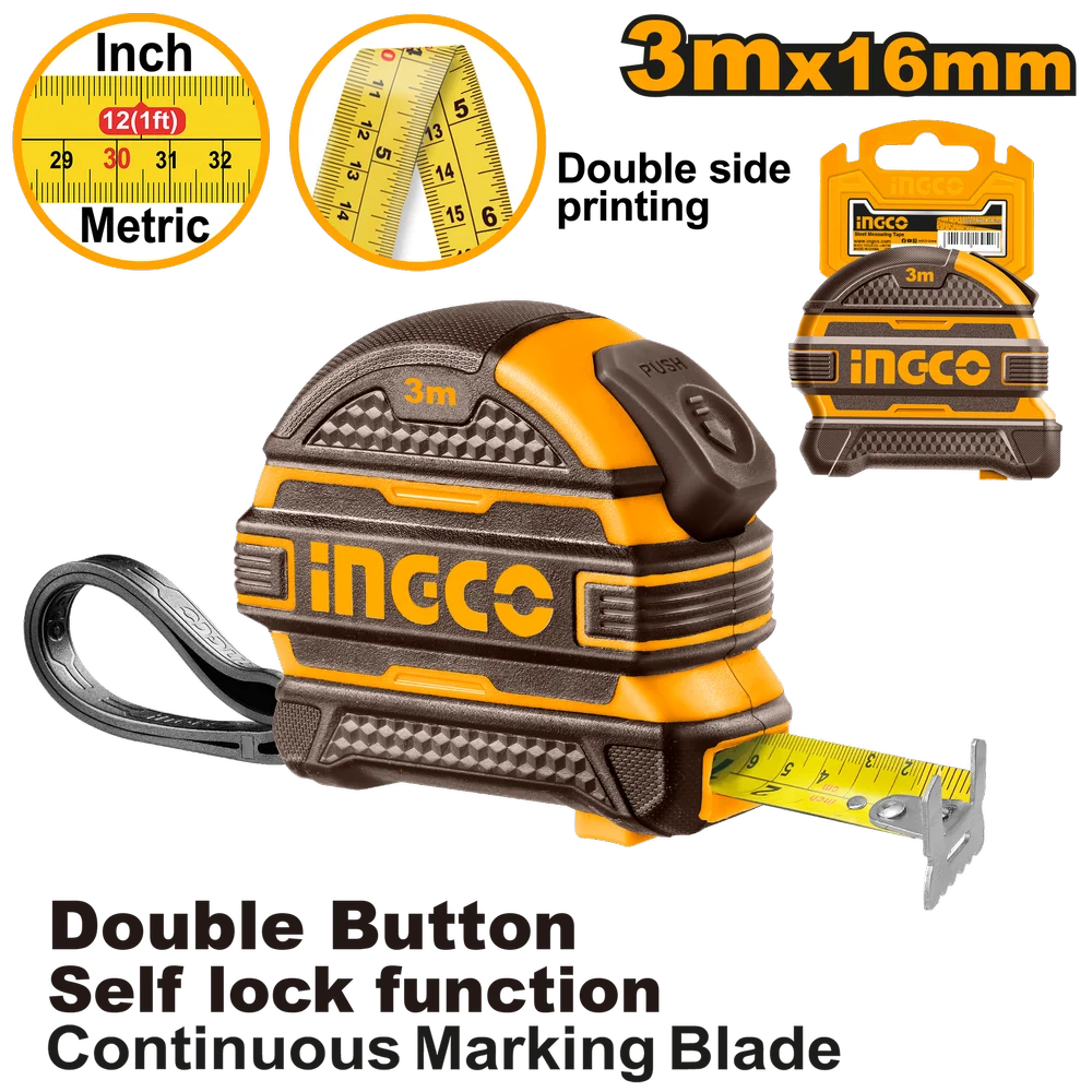 INGCO HSMT08316 3m x 16mm Self-Lock Measuring Tape