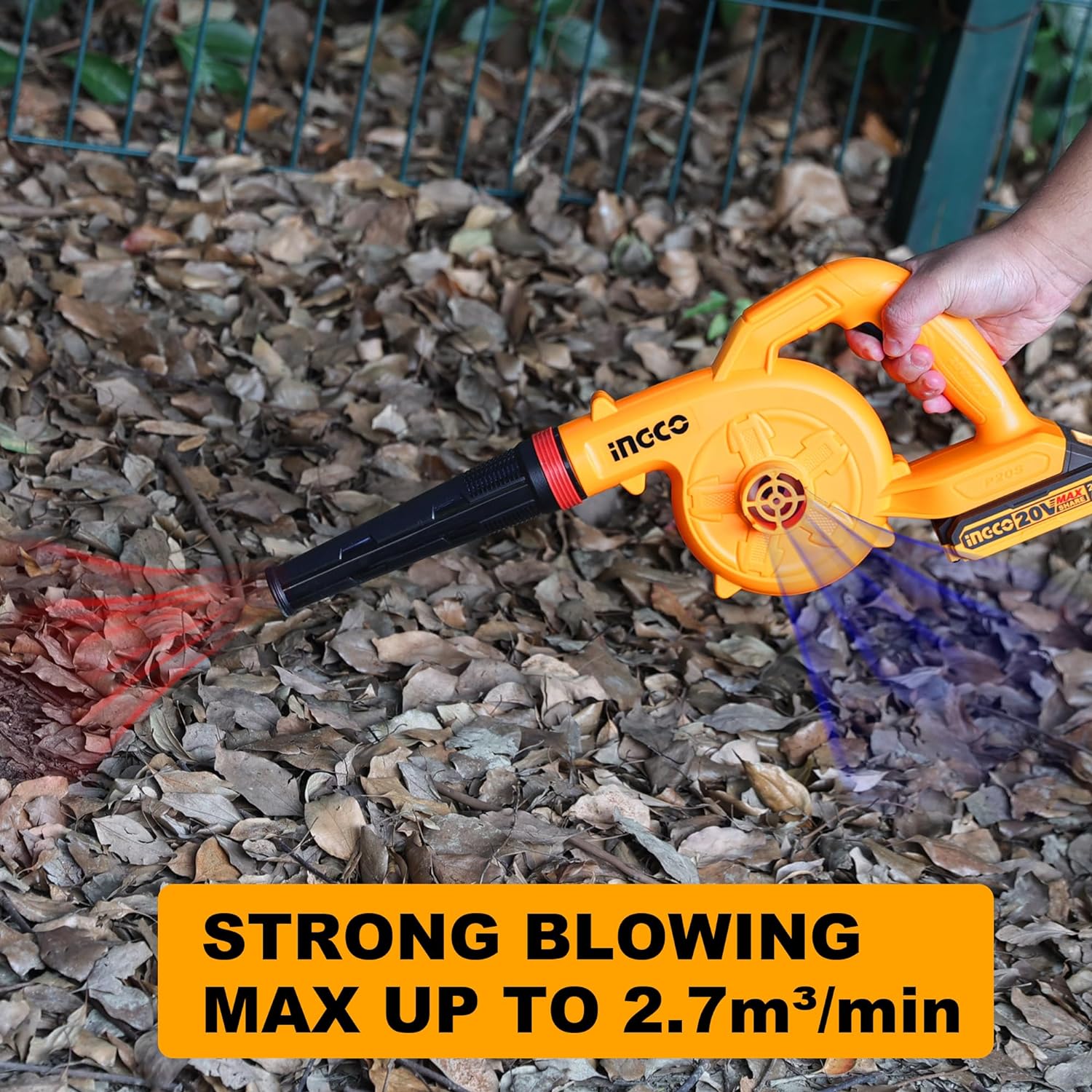 INGCO Leaf Blower Cordless with  20V Lithium-Ion Battery & Charger