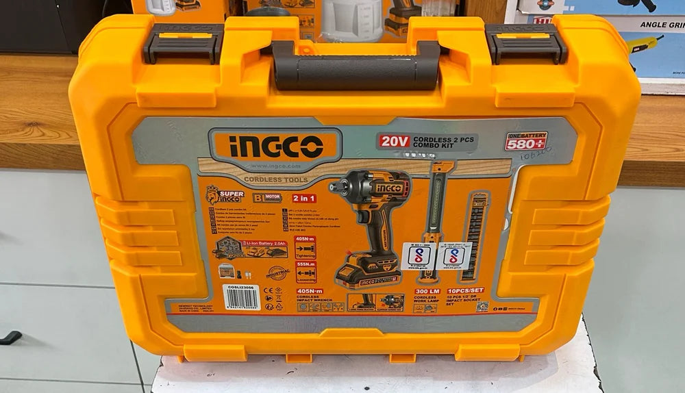 INGCO COSLI250586 20V Brushless Drill & Impact Wrench Combo Kit