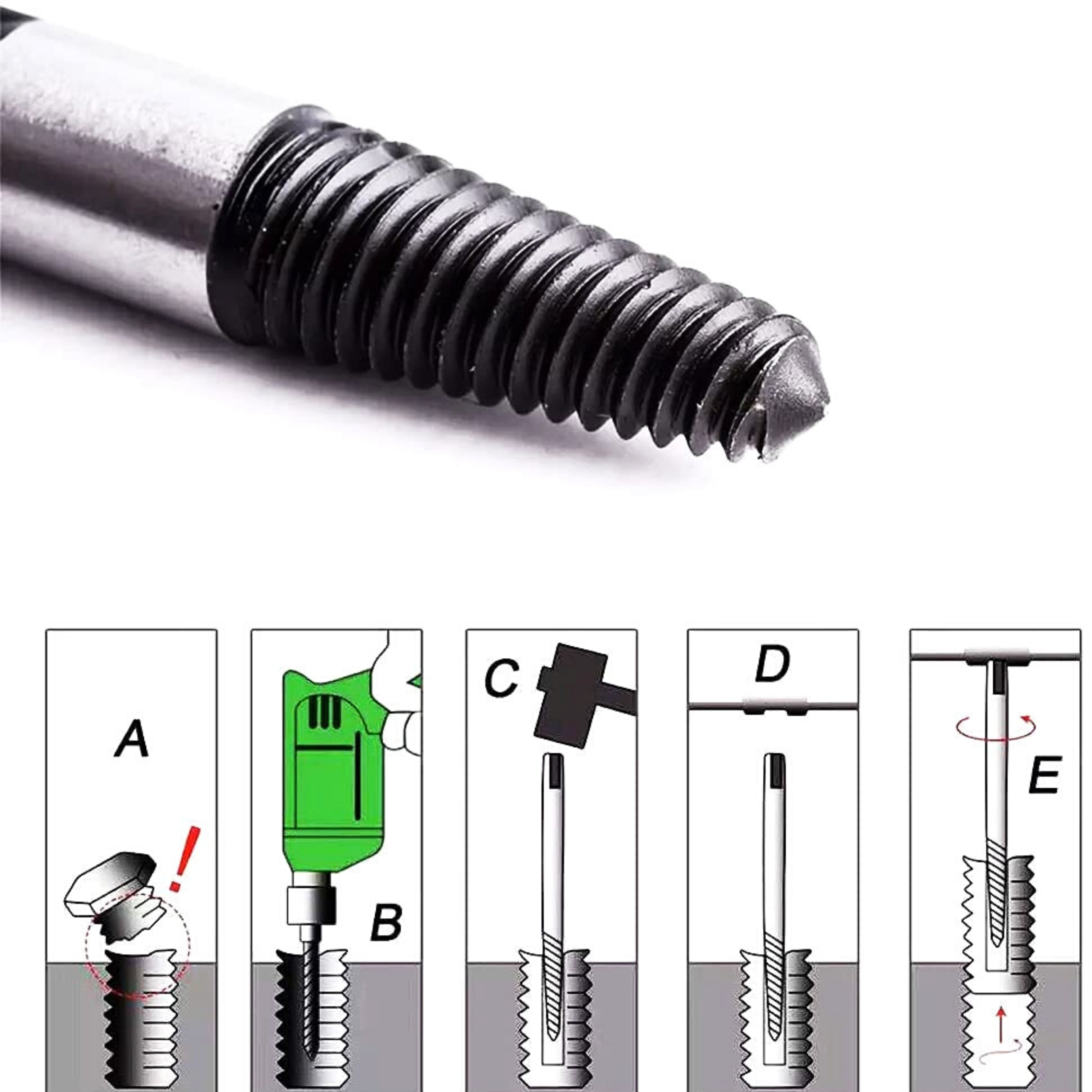 Homdum Damaged Screw Extracto Pro-Cut Remover Tools Kit for Stripped Screw and broken bolt Removers Set of 8 Pcs Screwdriver Bit Set with Storage Case