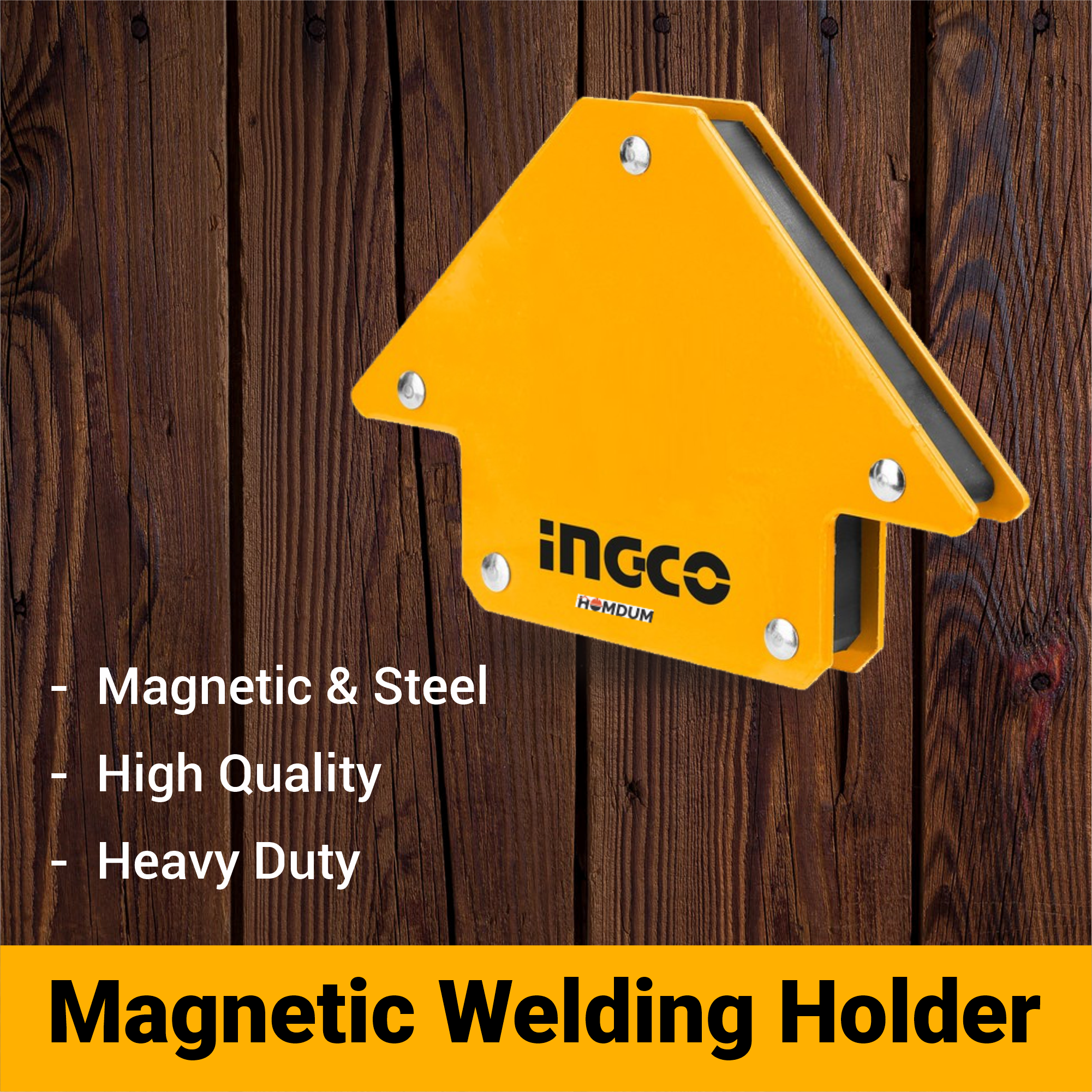 Homdum INGCO 3inch Magnetic welding holder clamps arrow type square with 12kg strong magnet pull for accurate alignment in fabrication works pack of 1 Pc