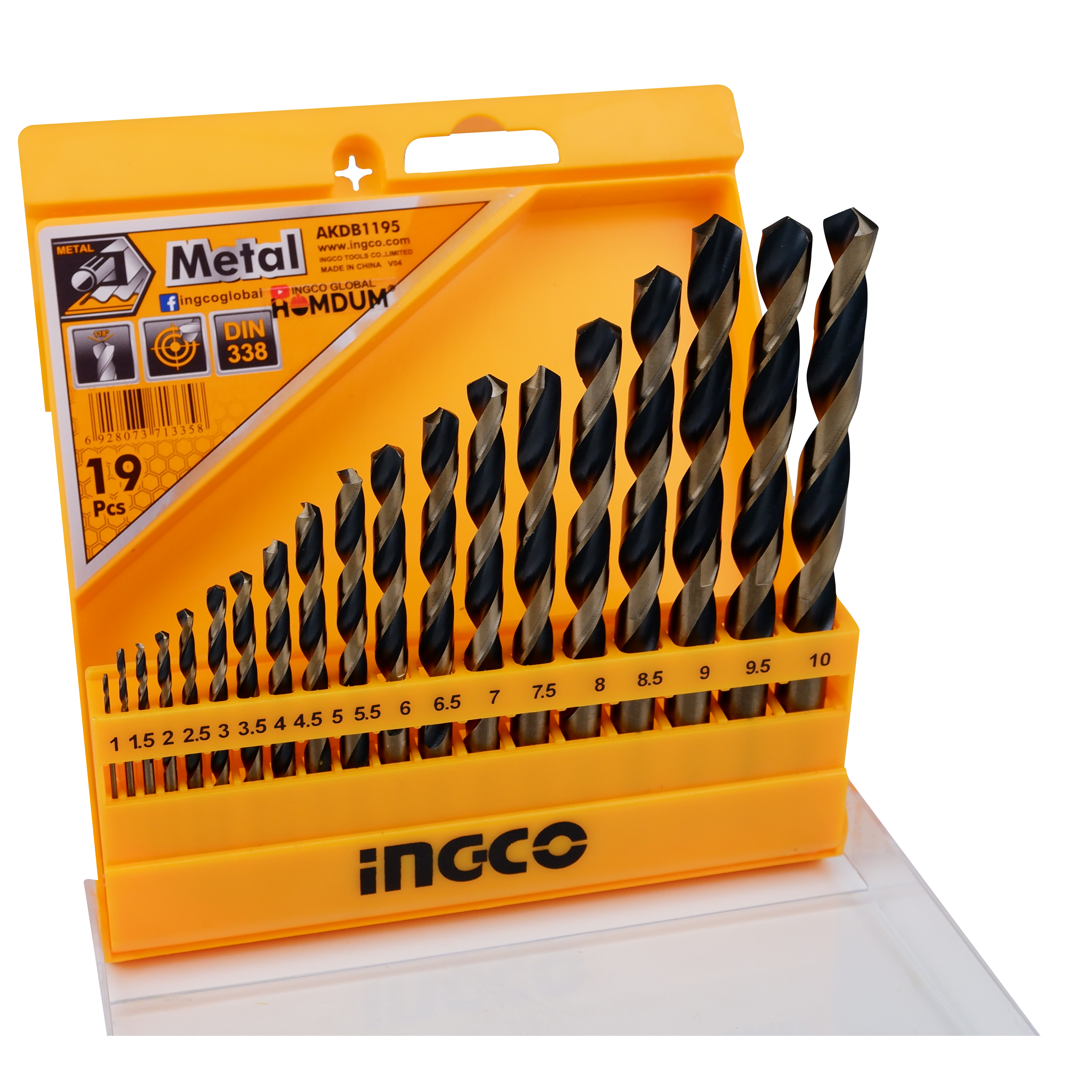 Homdum 19pcs Metal Working drill bit set INGCO black oxide finish special Metal drill bits for drilling on wood set of 19 pc 1mm to 10mm