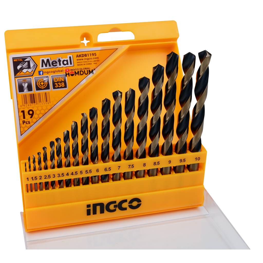 Homdum 19pcs Metal Working drill bit set INGCO black oxide finish special Metal drill bits for drilling on wood set of 19 pc 1mm to 10mm