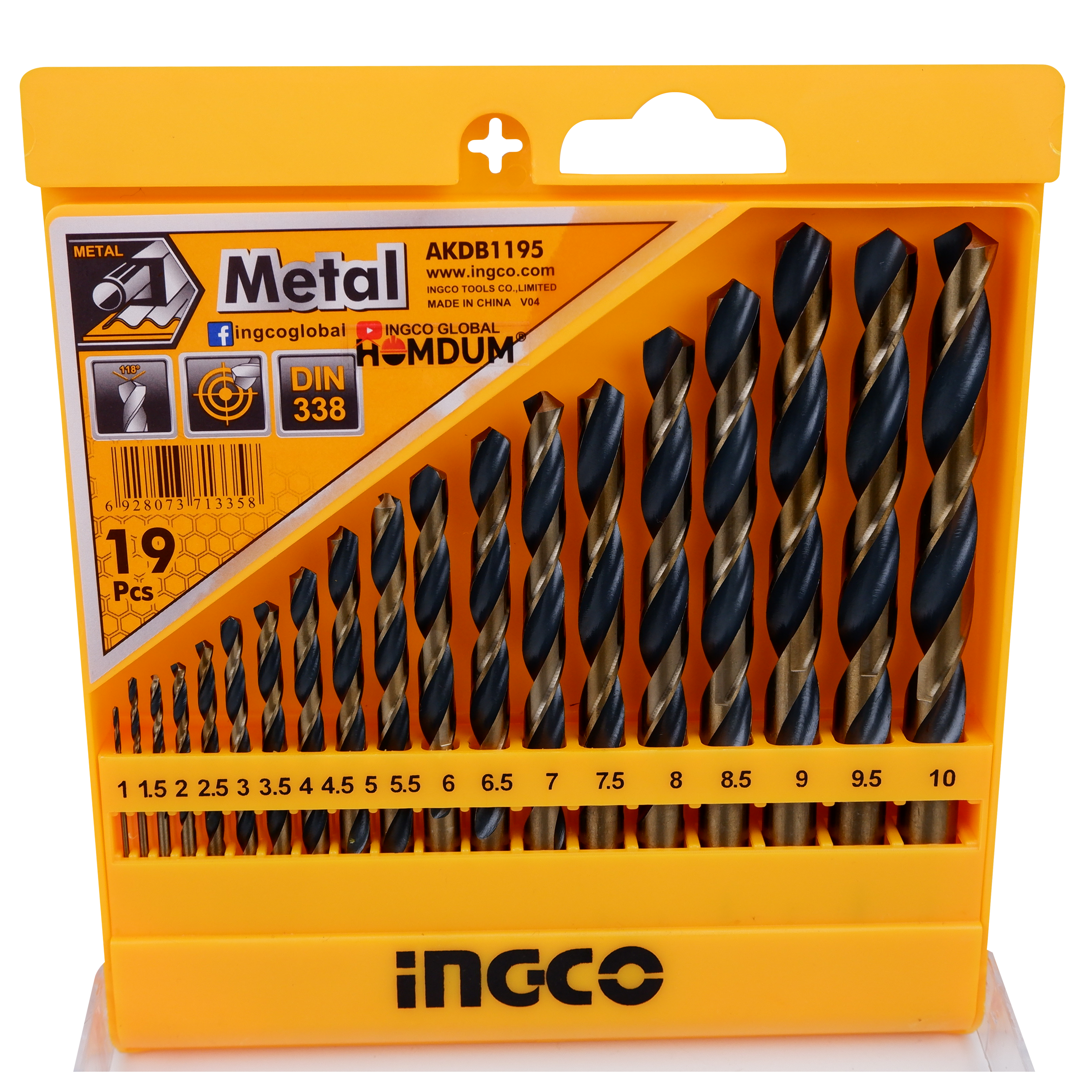 Homdum 19pcs Metal Working drill bit set INGCO black oxide finish special Metal drill bits for drilling on wood set of 19 pc 1mm to 10mm