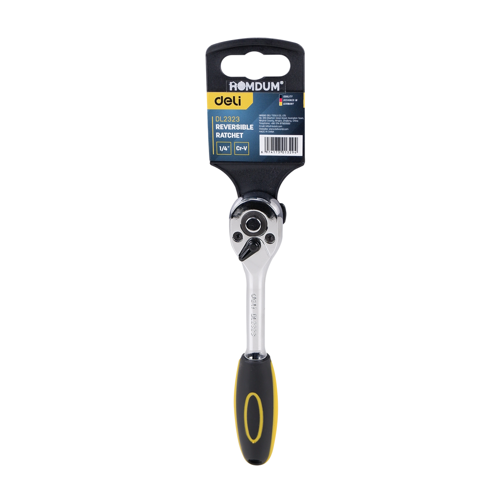 Homdum Ratchet Socket wrench 1/4 Deli Reversible,Soft-Grip Quick Ratchet Heavy Duty (Cr-V) Chromium Vanadium Steel