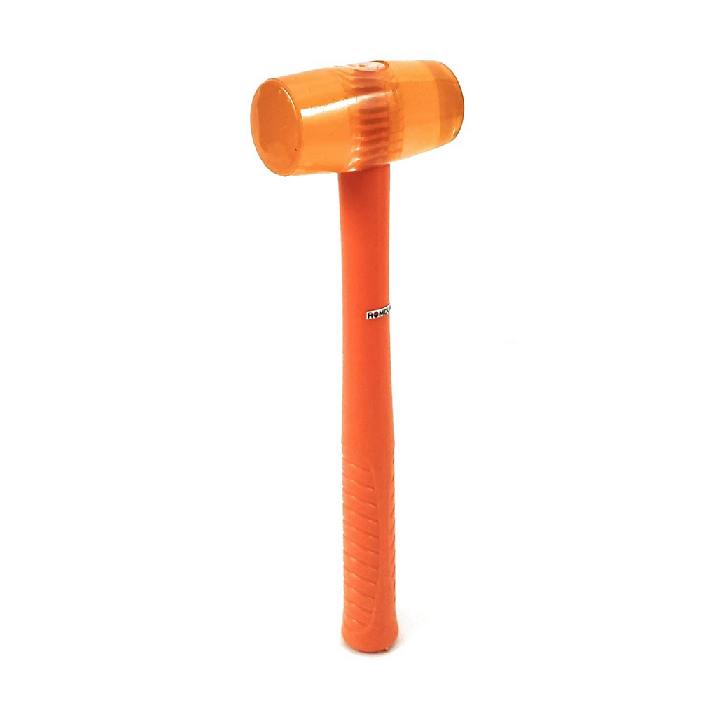Homdum Rubber Mallet Hammer with Rubber Round Head and Non-Slip Comfortable Grip Handle Soft Face Hammer for Tiles and Other Work 250g (Orange) (250G)