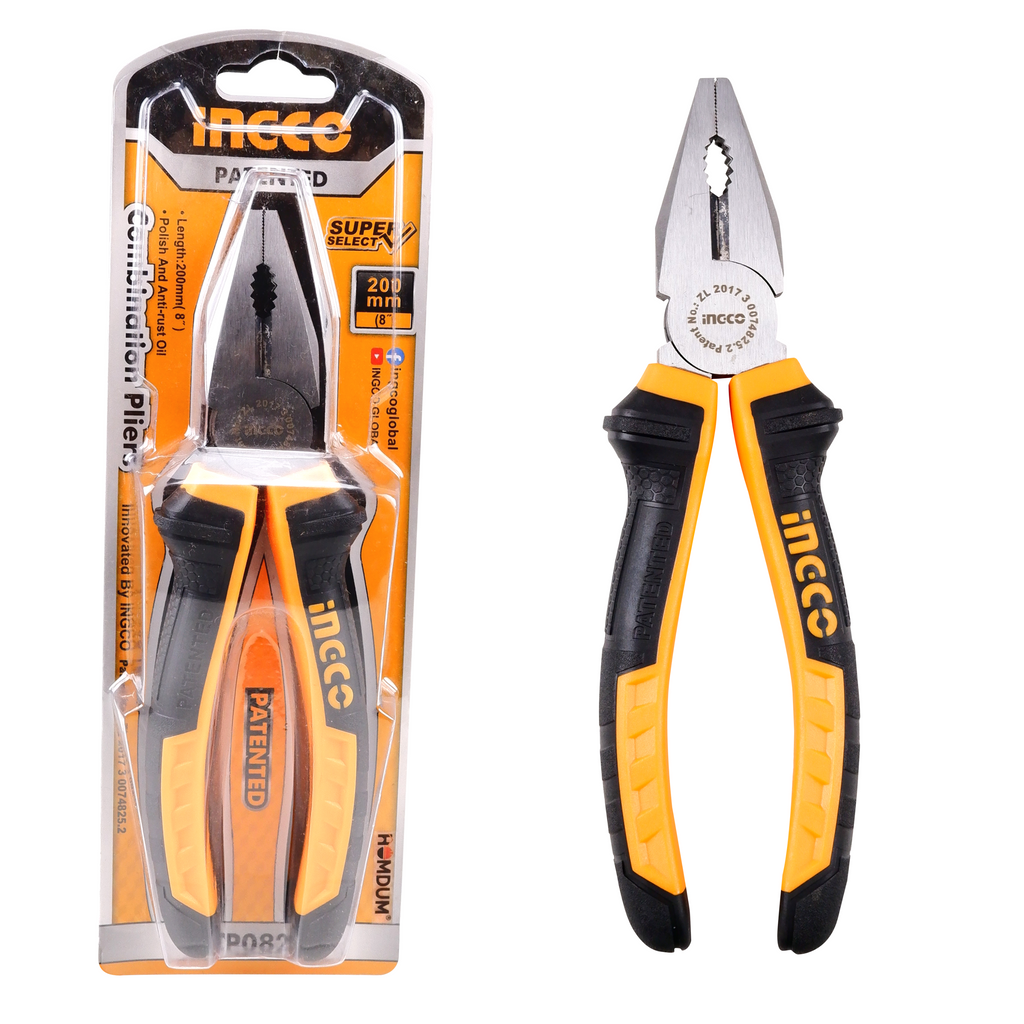 Homdum 8 inch Combination plier INGCO Sturdy wire cutter Lineman cutting pliers Insulated double color black & yellow