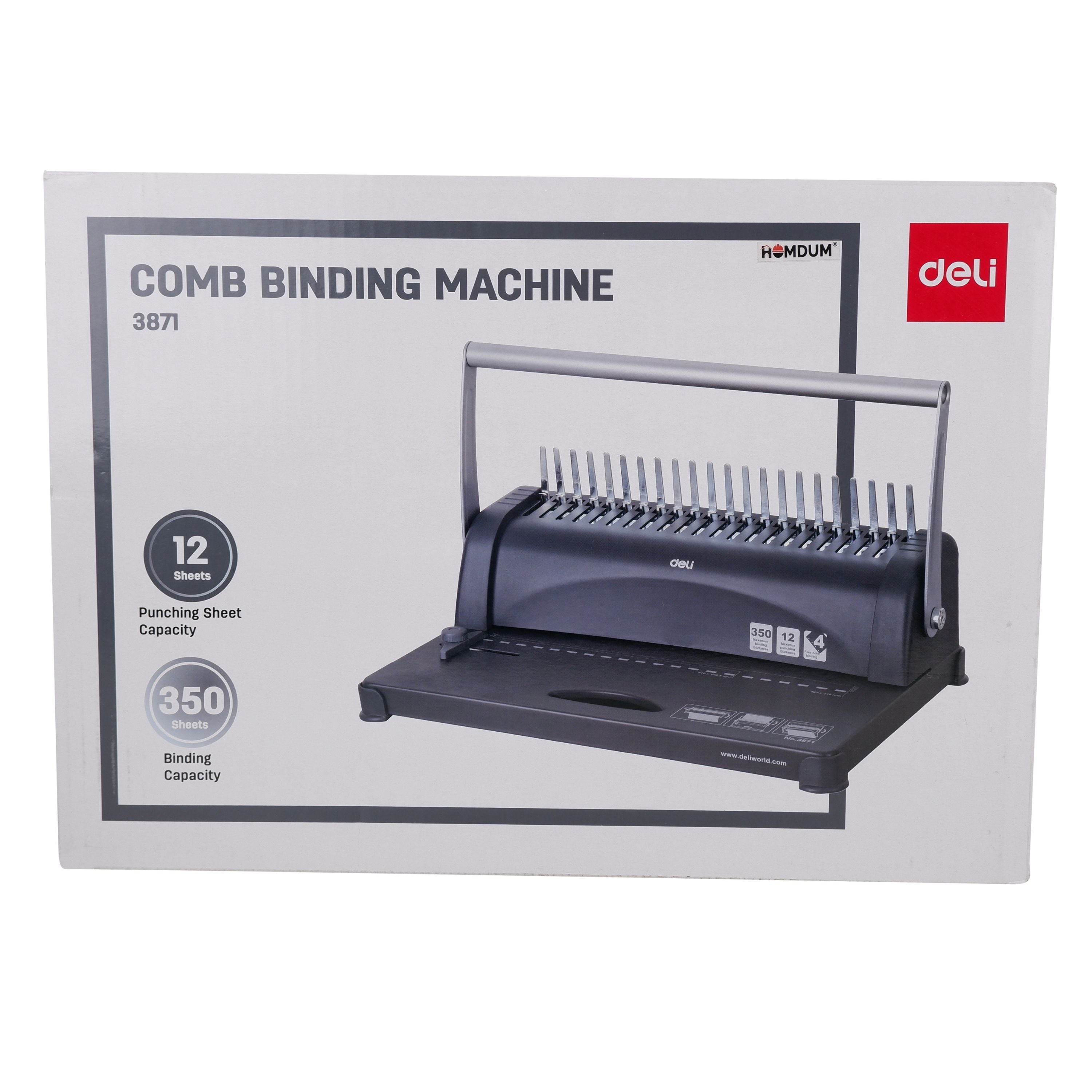 Homdum Comb Binding Machine Deli Capacity - Binding 350 sheets - punching 12 sheets