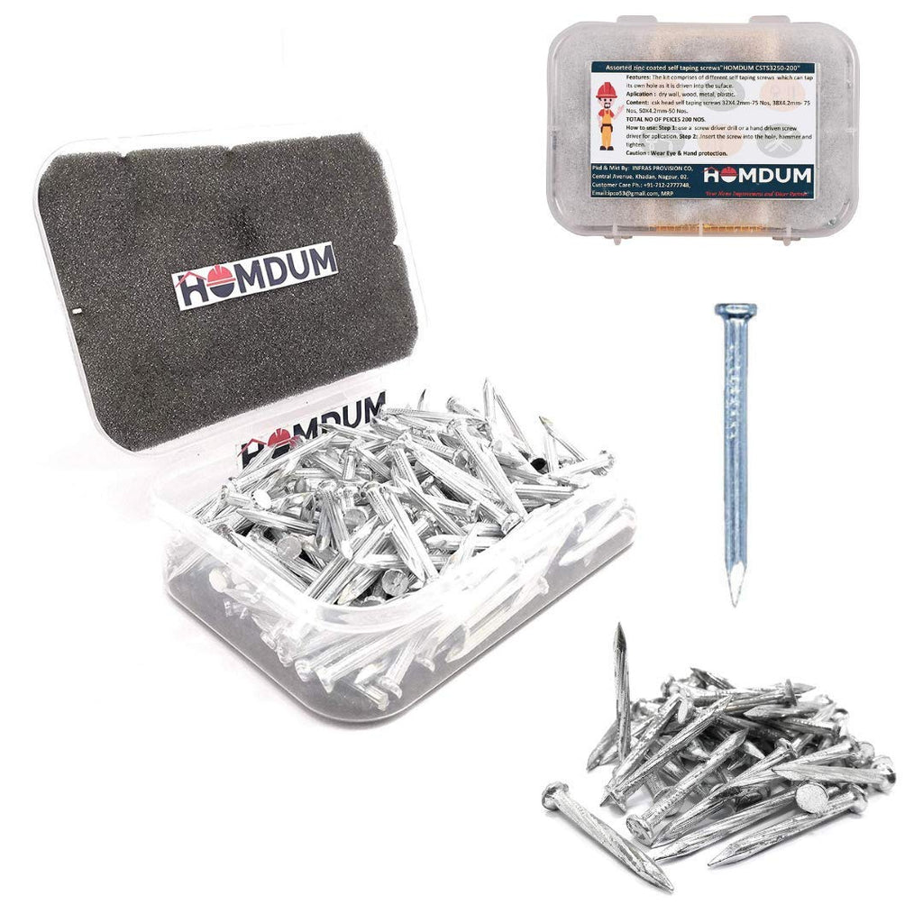 Homdum Hard Steel Concrete Nails 2 inch (50 mm) Pack of 75 Pieces (2")