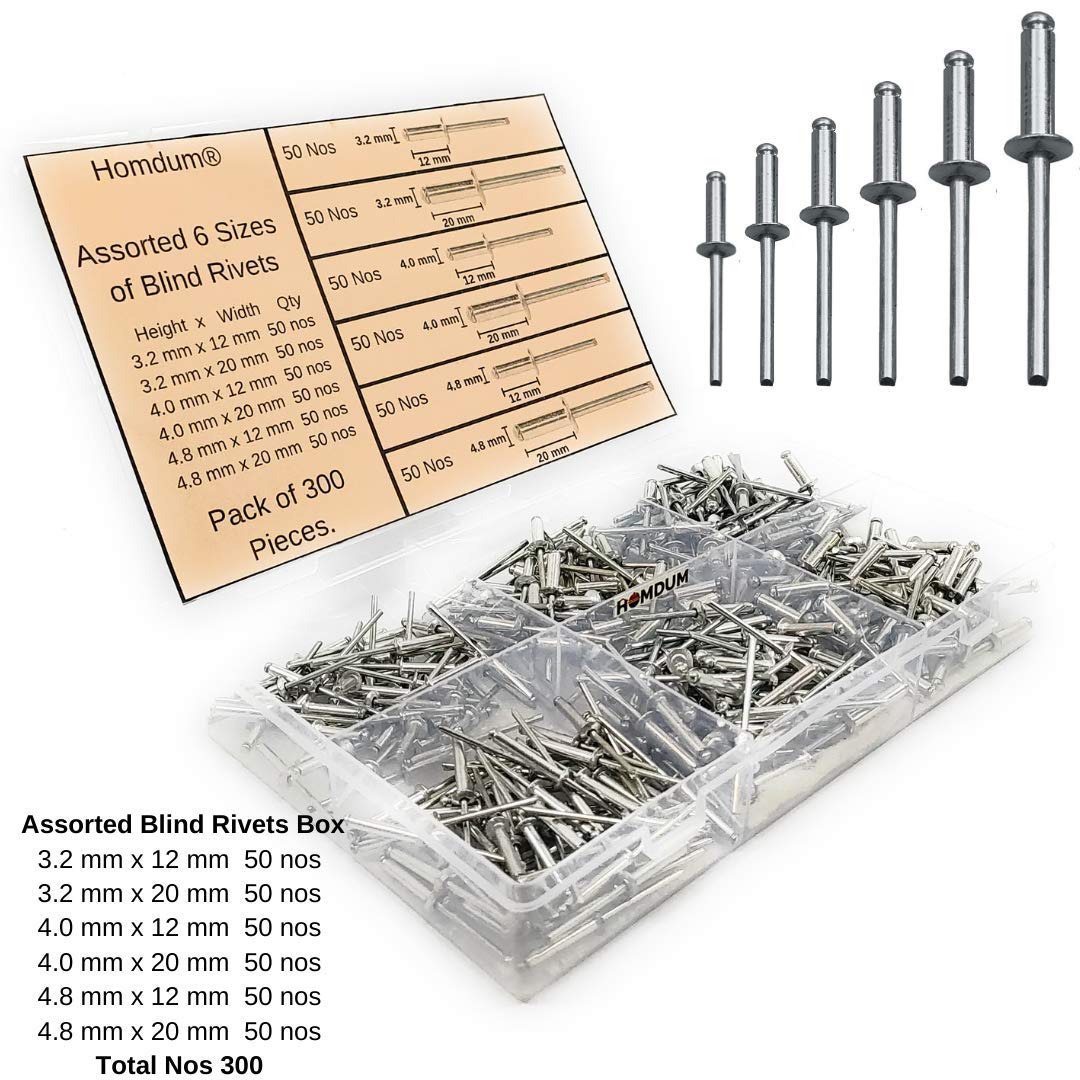 Homdum Non Slip 10" Rivet Gun ingco and Rivets, Riveter Nail Gun, Pop Riveter with 300 nos of Blind Rivets.