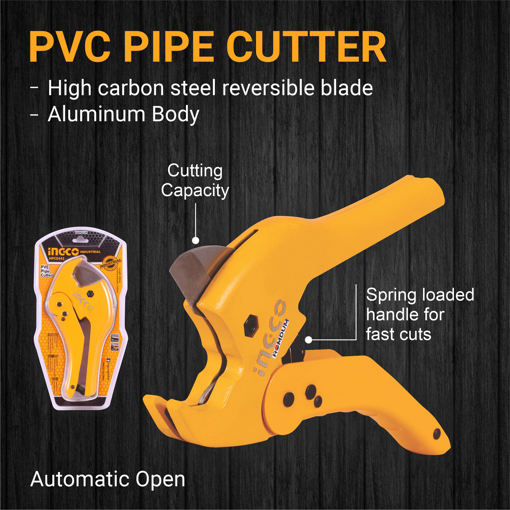 Homdum Pvc Pipe cutter high quality bade 3-42mm INGCO