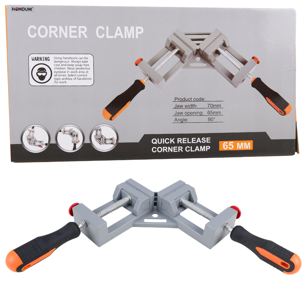 Homdum Double Handle 90° Corner Clamp Maf Double Hand Quick Release Button 90 Degree clamping tool For Welding Wood Working & Photo Framing Right Angle double clamp