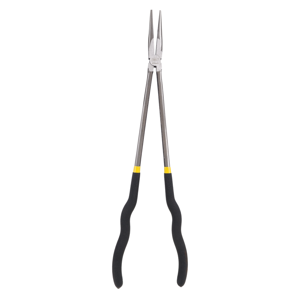 Extra long reach needle nose outlet pliers